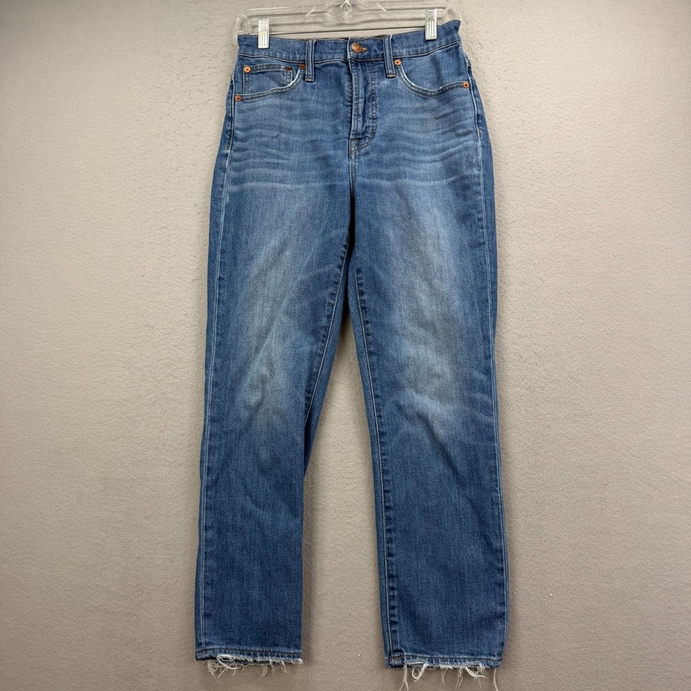 Madewell The Perfect Vintage Crop Jeans Womens Size 27* Blue High Rise Raw Hem